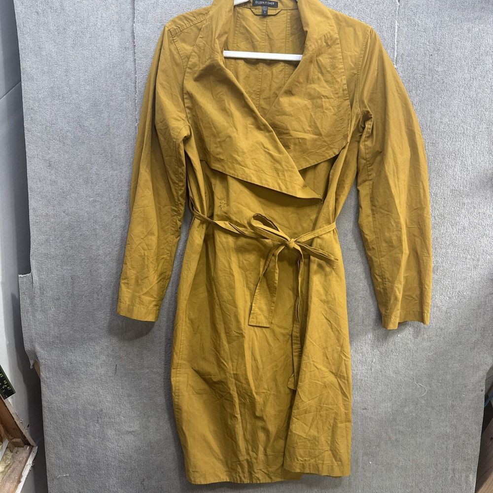 EILEEN FISHER L/S Lightweight Weather Resistant Trench Coat Womens Small Dijon